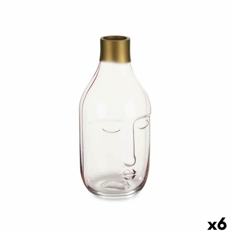 Vase Face Pink Glass 11 x 24,5 x 12...