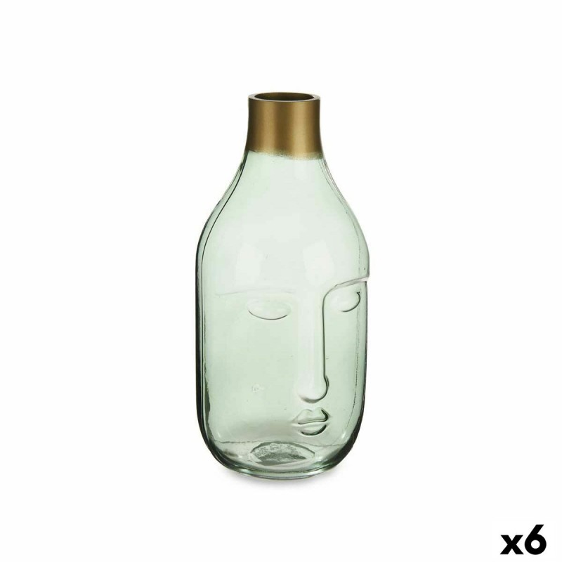 Vase Visage Vert verre 11 x 24,5 x 12...