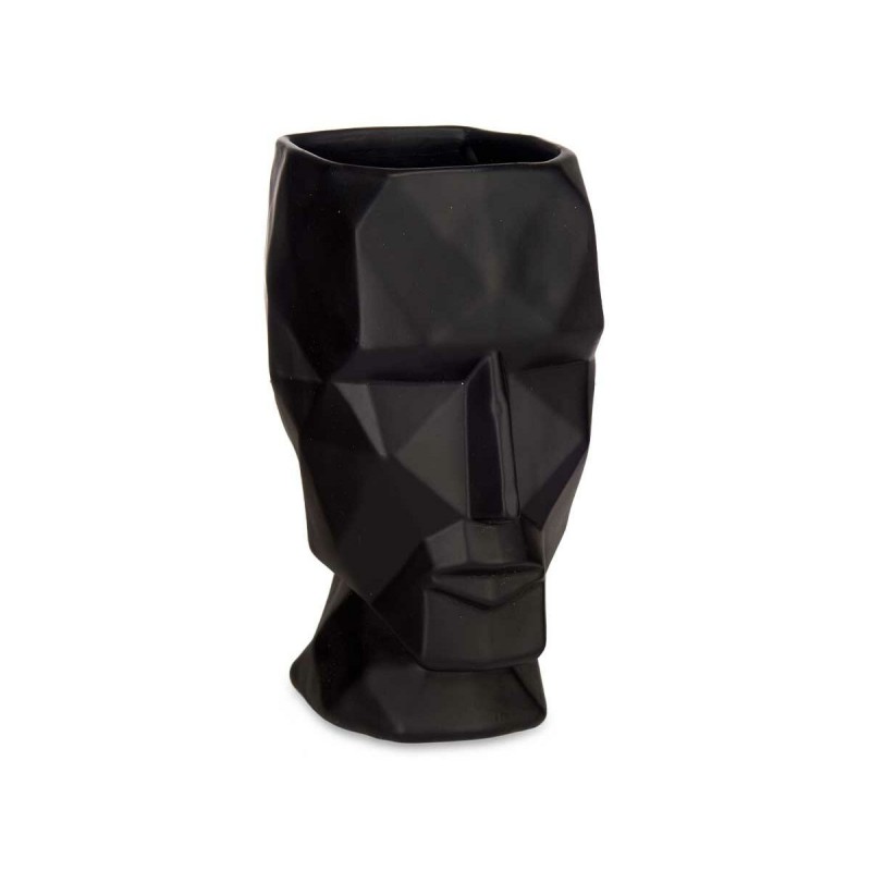 Vase 3D Face Black Polyresin 12 x...