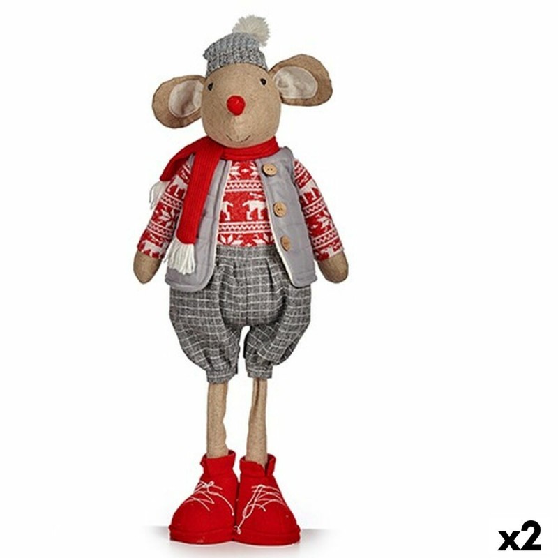 Decorative Figure Mouse Red Grey 27 x...