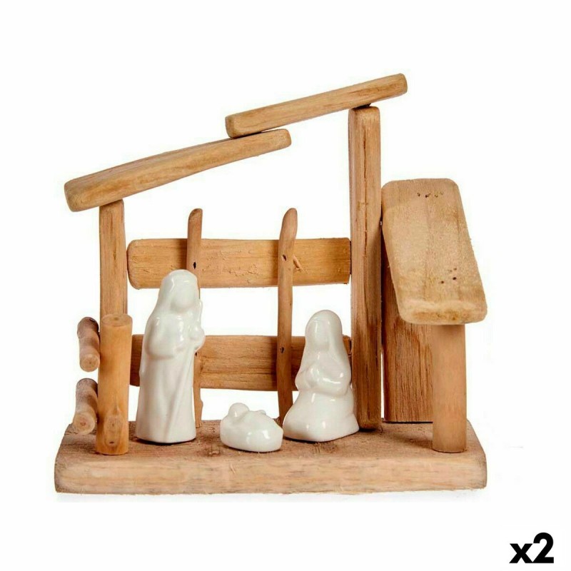 Crèche de Noël Blanc Naturel Bois...