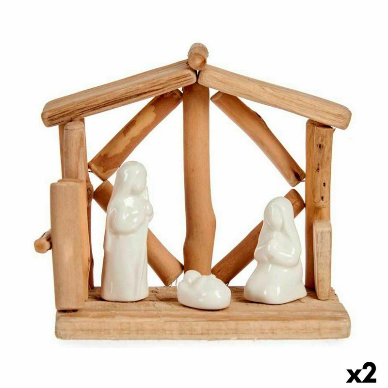 Crèche de Noël Blanc Naturel Bois...