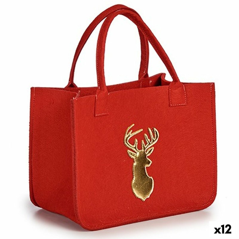 Bolsa Navideña Reno Rojo Dorado 19 x...