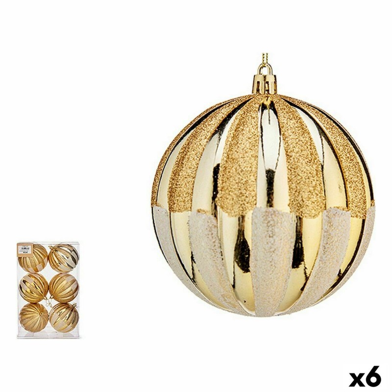 Set kerstballen 8 cm Gouden PVC (6...