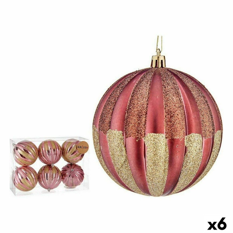 Set kerstballen 10 cm Roze Gouden...