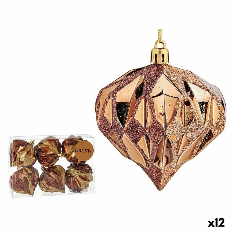 Set kerstballen Diamant Bruin Plastic...