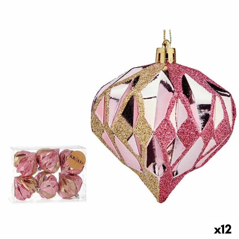 Lot de boules de Noël Diamant Rose...