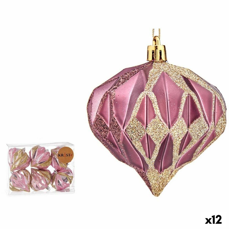 Set kerstballen Diamant Roze Plastic...