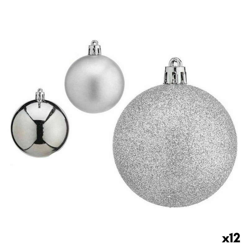 Set kerstballen Zilverkleurig Plastic...