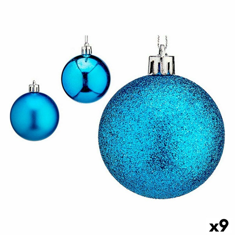 Set kerstballen 6 cm Blauw Plastic (9...