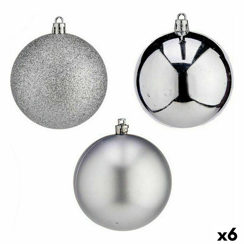 Set kerstballen Zilverkleurig PVC Ø 8...