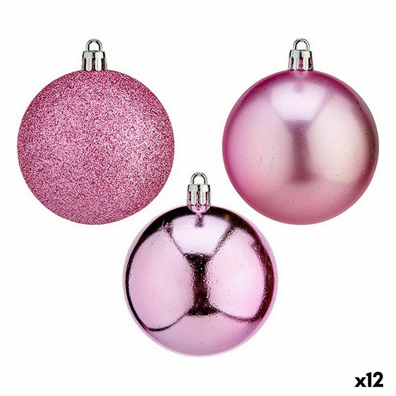 Lot de boules de Noël Rose PVC Ø 7 cm...