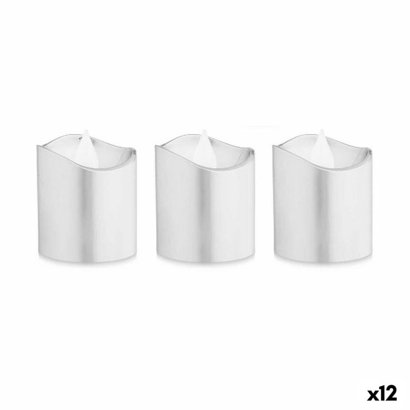 Candle Set LED Silver 3,7 x 3,7 x 5...