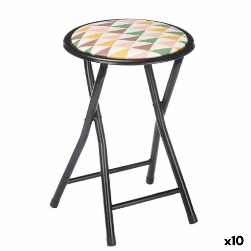 Folding Stool Geometric Black PVC...