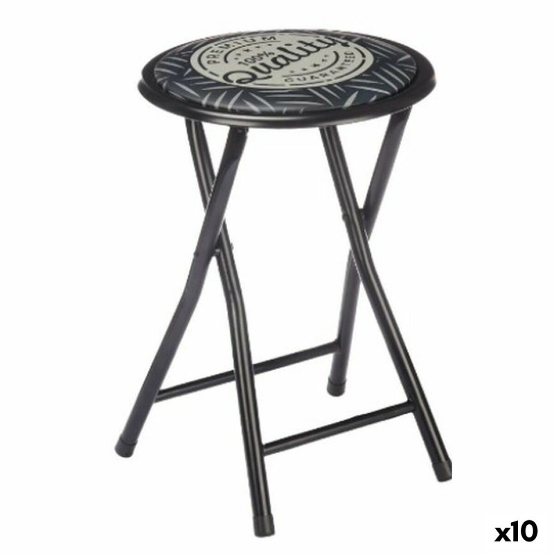 Folding Stool Quality Black Grey PVC...