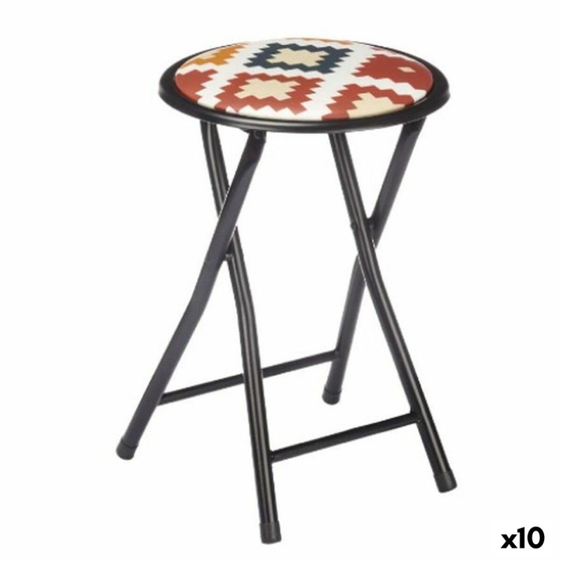 Folding Stool Boho Chic Black PVC...