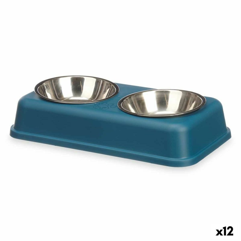 Cat Feeder Double Blue Metal 35 x 7,5...