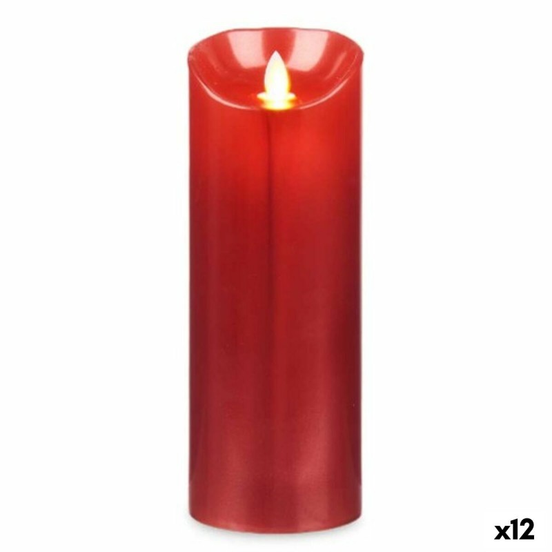 LED Candle Red 8 x 8 x 20 cm (12 Units)