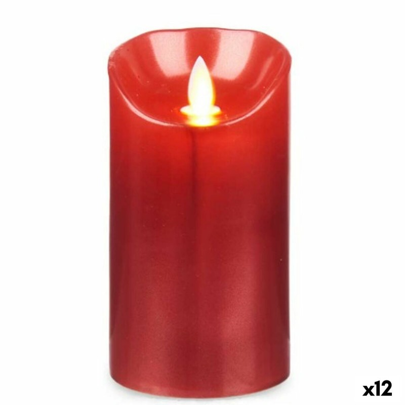 LED Candle Red 8 x 8 x 15 cm (12 Units)