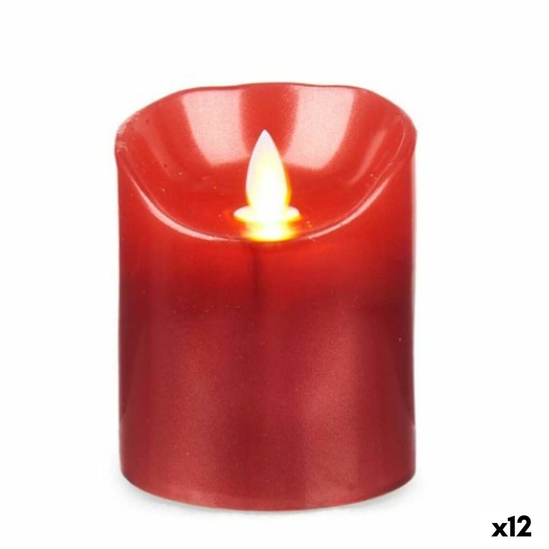 LED Candle Red 8 x 8 x 10 cm (12 Units)