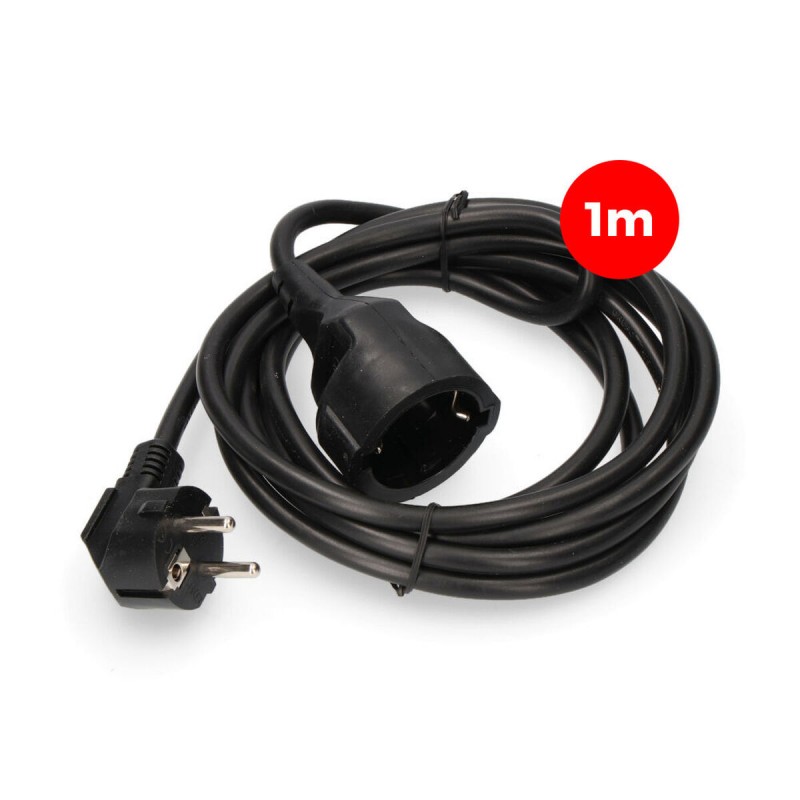 Cable alargador EDM 3 x 1,5 mm Negro 1 m