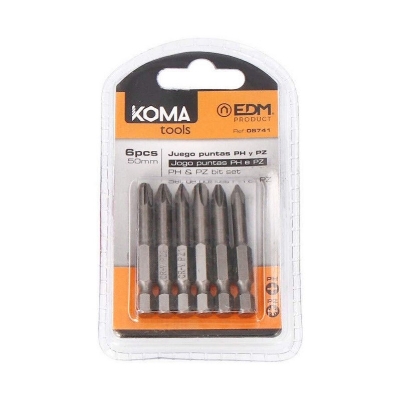 Set van tips Koma Tools PH1 PZ 50 mm