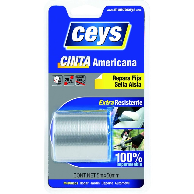 Cinta americana Ceys Plateado (5 m x...