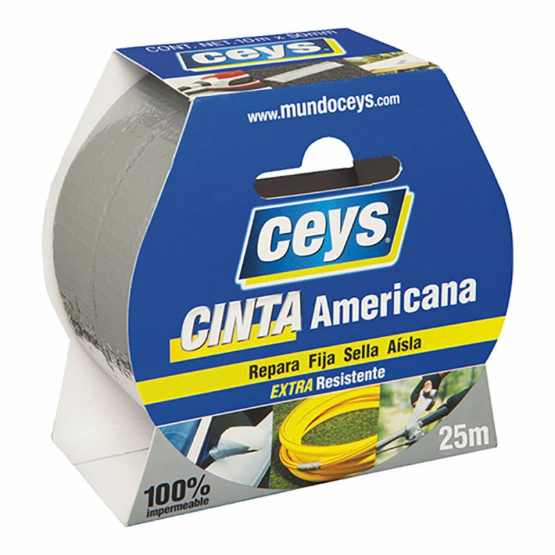 Cinta americana Ceys Plateado (25 m x...