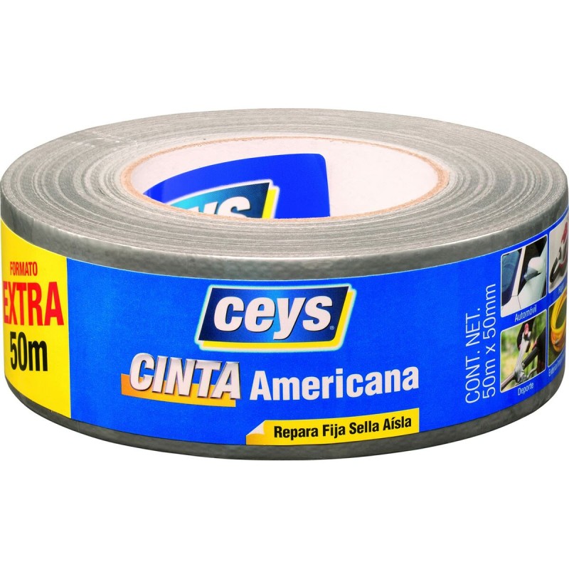 Cinta americana Ceys Plateado (50 m x...