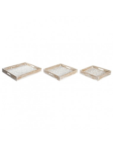 Set van trays DKD Home Decor Bruin 40...