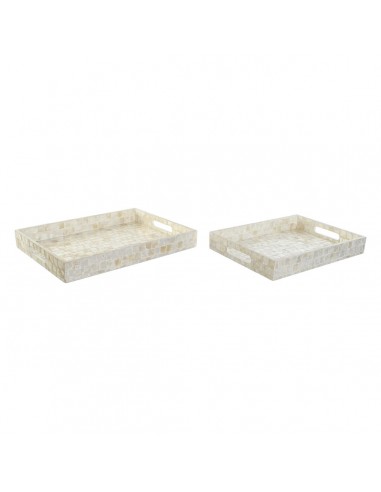 Set van trays DKD Home Decor Wit...