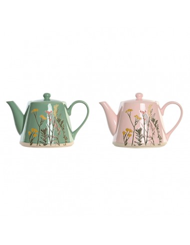 Theepot DKD Home Decor Roze Groen...