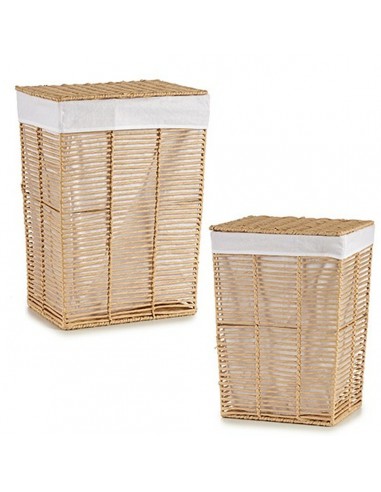 Set of Baskets 2 Pieces White Brown...