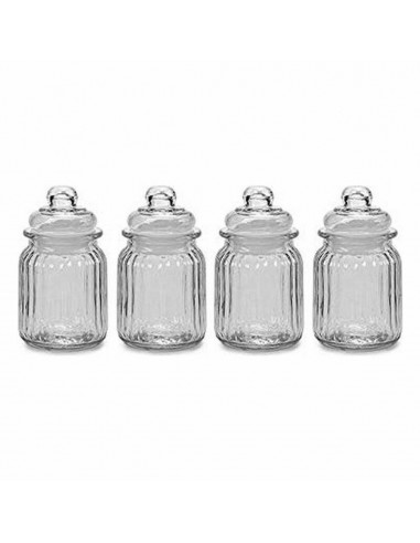 Glass Jar 4 Units Transparent Ø 7,5 x...