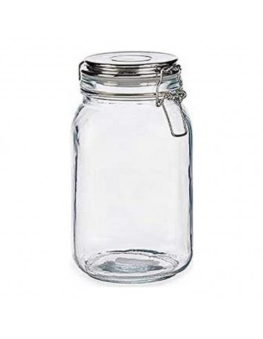 Glass Jar Silver Transparent Glass 1,5 L