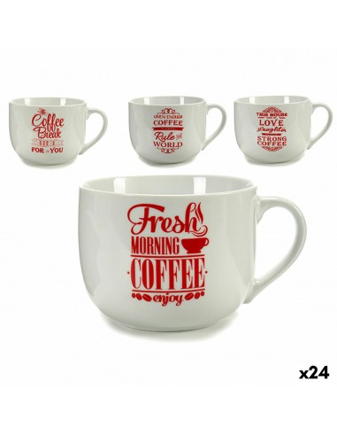 Cup Coffee Porcelain Red White 500 ml...