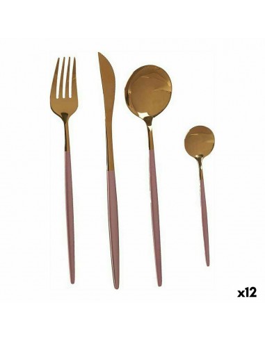 Besteck-Set Rosa Gold Edelstahl (12...