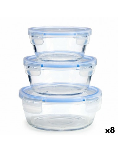 Set Lunchboxen Rond Blauw Transparant...