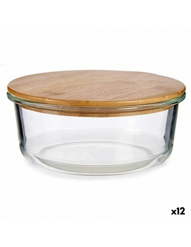 Round Lunch Box with Lid Bamboo 17 x...