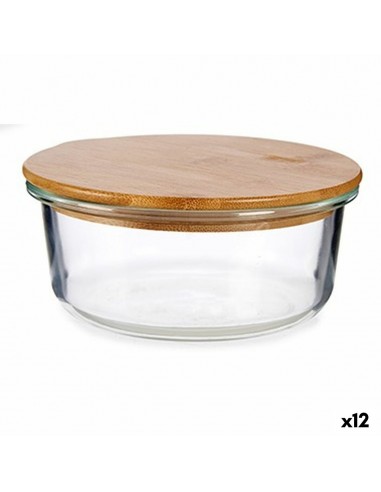 Round Lunch Box with Lid Bamboo 15 x...