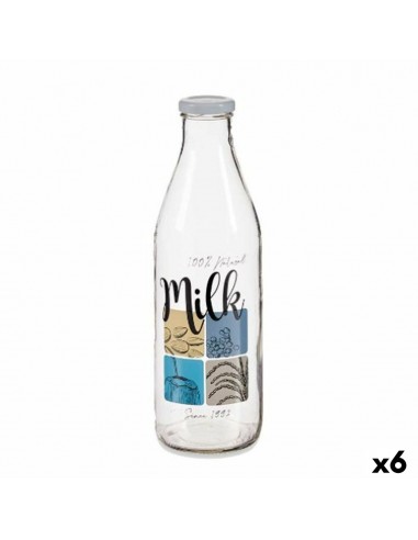 Glass Bottle Milk Transparent Metal...