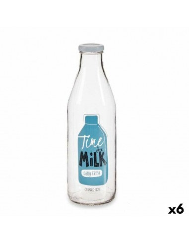 Glass Bottle Milk Transparent Metal...