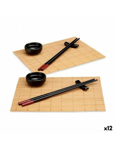 Set per Sushi Nero Bambù Gres (12 Unità)