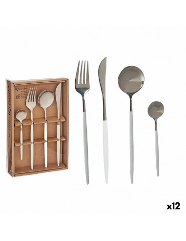 Cutlery Set White Silver Stainless...