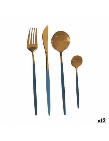 Besteck-Set Grau Gold Edelstahl (12...