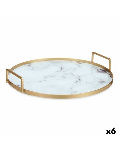 Tray Marble White Golden Metal Glass...