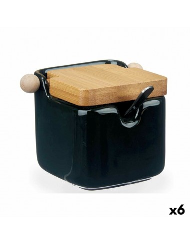 Sugar Bowl Black Ceramic Bamboo...