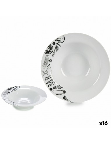 Pasta Dish White Black 23 x 6,5 x 23...