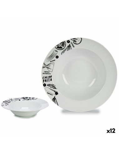 Pasta Dish White Black Porcelain 30 x...