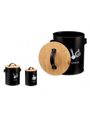 Tubs 3 Pieces Black Natural Bamboo